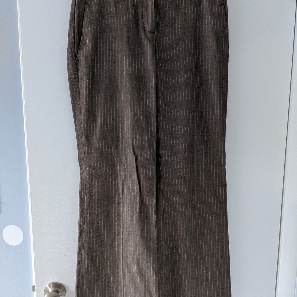 Light brown pant with grey/blue pinstriping